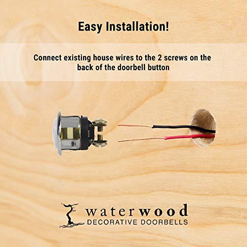 Waterwood Waterwood Solid Brass Medium Fleur De Lis Doorbell in Pewter - Wired & Illuminated Push Button from Environmentally Friendly Recycled Material