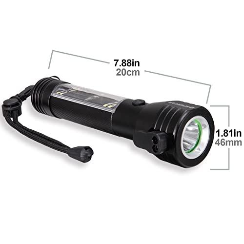 Spurtar Spurtar 7 Modes Solar Flashlights with Car Safety Hammer, Seatbelt Cutter, Compass & Magnet, 2000 mAh Multi Function Tactical Flashlight, Emergency Flashlight for Car, LED Flashlight, Black