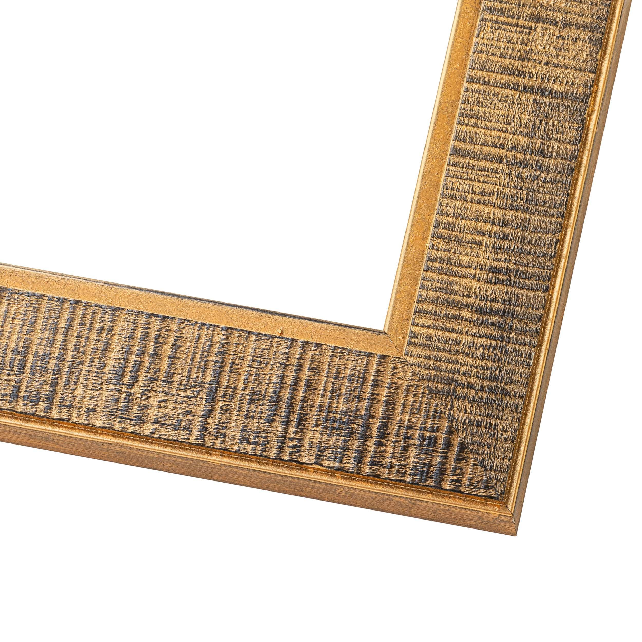 Poster Palooza Poster Palooza 12x36 Frame Black and Gold Distressed Solid Wood Picture Frame | 1.625 Inch Moulding Width | with UV Acrylic Plexiglass, Foam Board Backing & Hanging Hardware Included