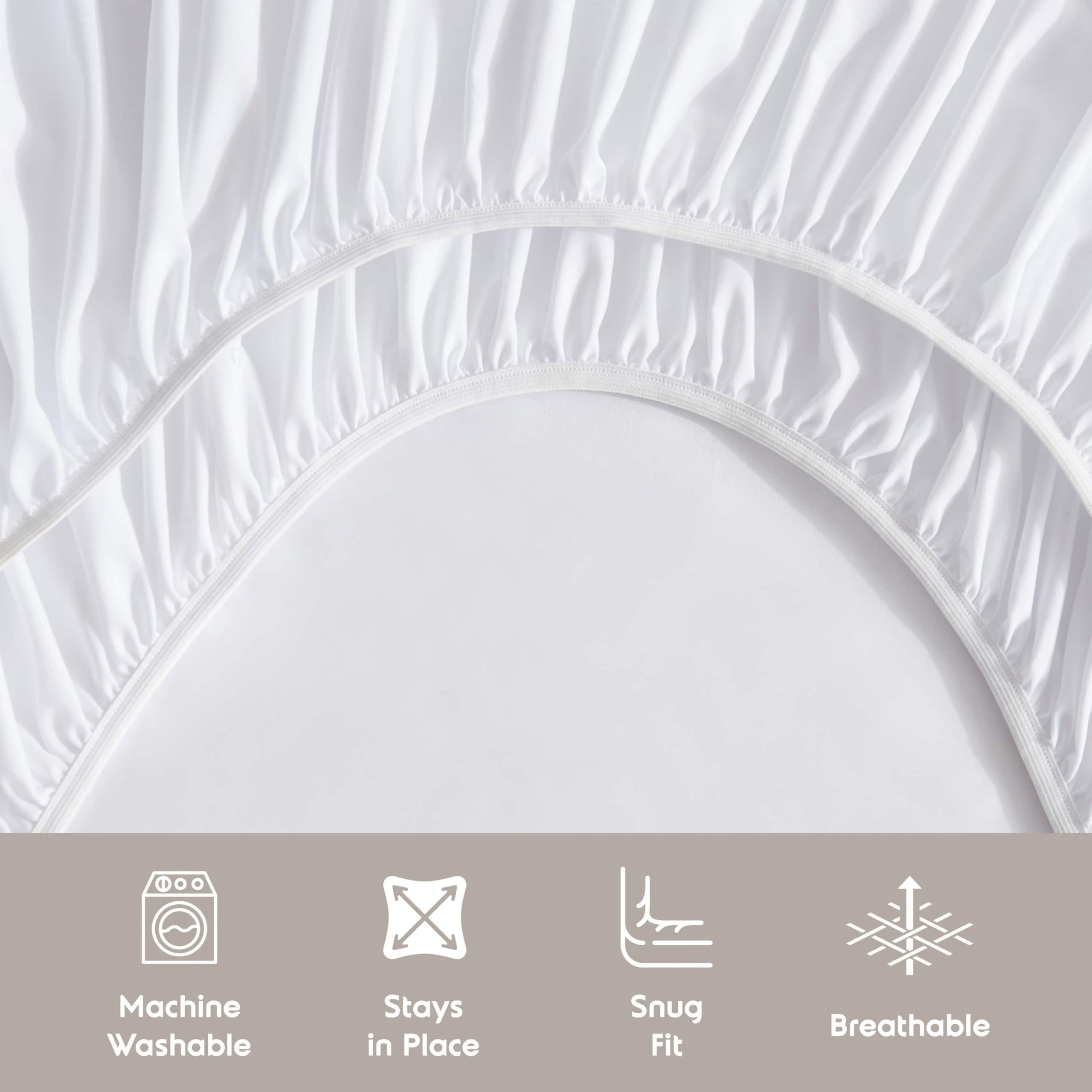 Nestl Nestl Split King Sheets for Adjustable Beds - 5 Piece Split King Sheets Set, Deep Pocket, Hotel Luxury, Extra Soft, Breathable and Cooling, White Split King Bed Sheets