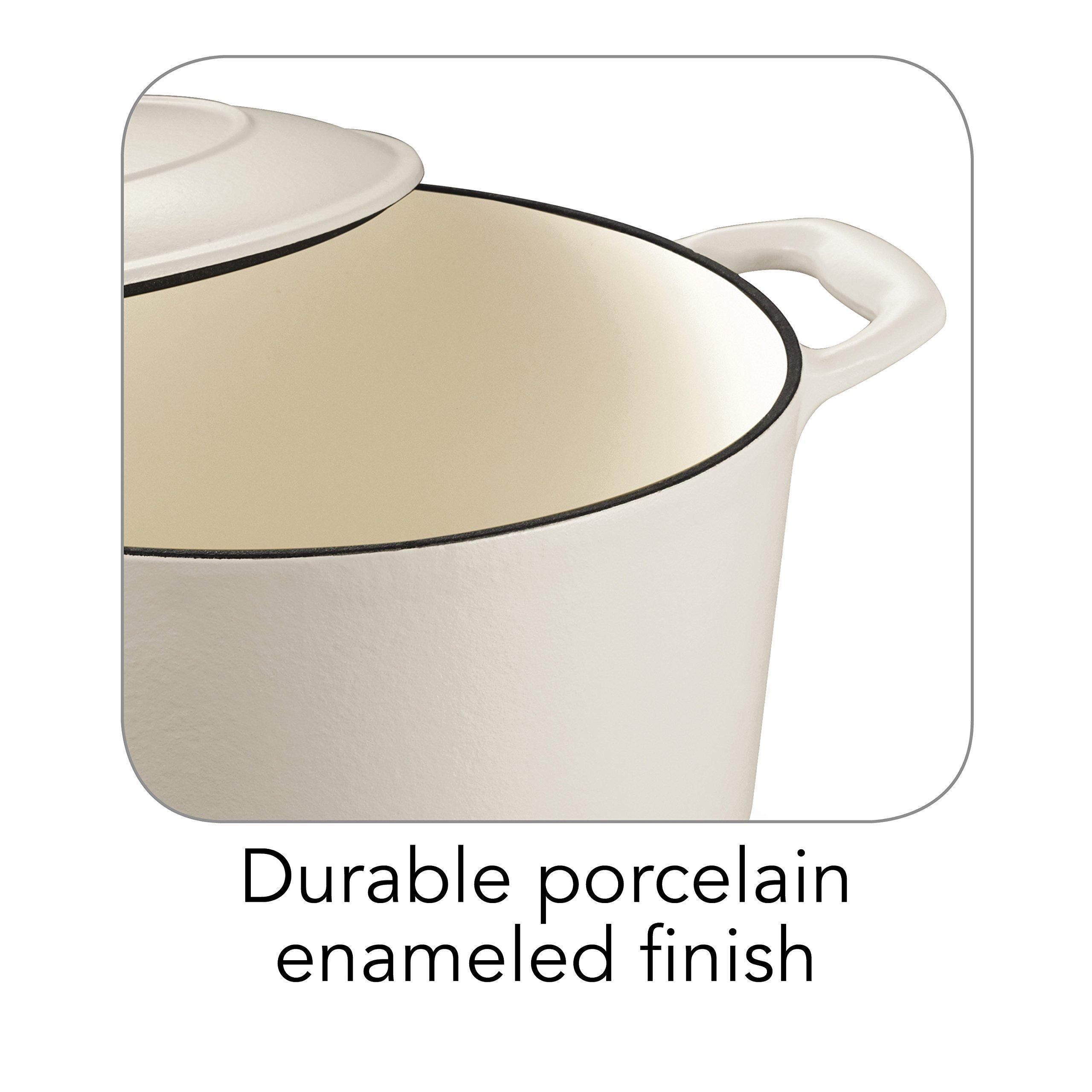 Tramontina Tramontina Enameled Cast Iron Dutch Oven Pot with Lid, Round 5.5-quart, Matte White