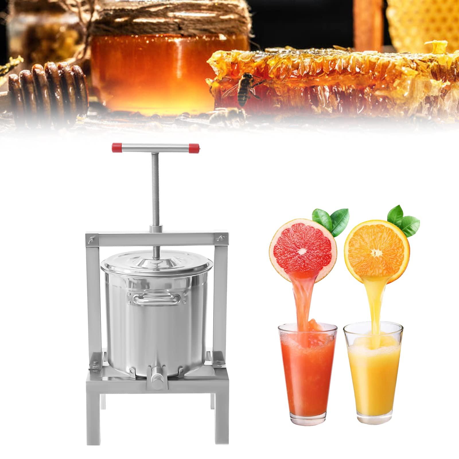 LOYALHEARTDY LOYALHEARTDY DIY Large Fruit Wine Press, 10L/2.6gal Honey Press Machine Grape Press for Wine Making, Stainless Steel Cider Wine Bladder Press Natural Juice Making with T-Handle
