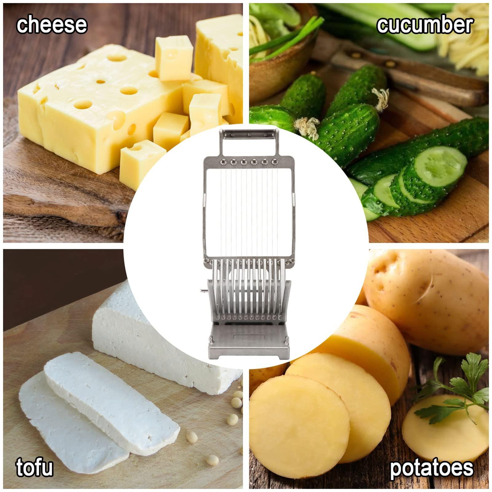 ZBJDX ZBJDX Commercial Cheese Slicer 1cm&2cm Stainless Steel Cutter Cheese Cutter Butter Cutting for Cheese Tofu Slicing Vegetables Fruit Kitchen Cooking DIY Baking Tool (Silver)