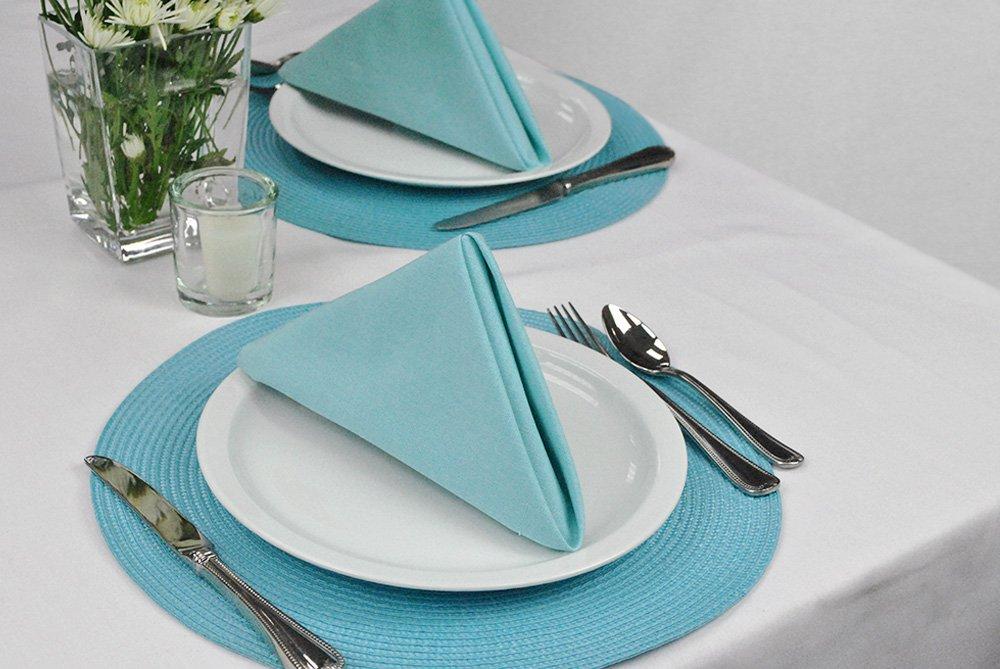 DII DII Solid Pastel Napkin Set Cotton, Machine Washable, 20x20 Inch, Aqua, 6 Count