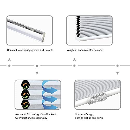 homebox Homebox Cordless 100% Blackout Cellular Shades for Home,Shades for Indoor Windows, Honeycomb Blinds 41" W x 72" H White