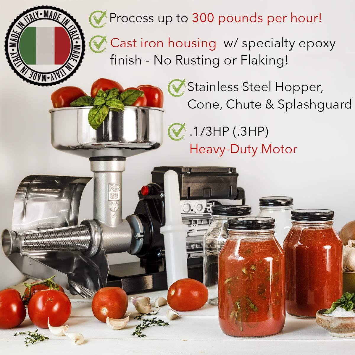 Raw Rutes Raw Rutes - Electric Tomato Strainer Machine - Made in Italy - Perfect for Canning Tomato Purees, Sauces and More! (No. 3)