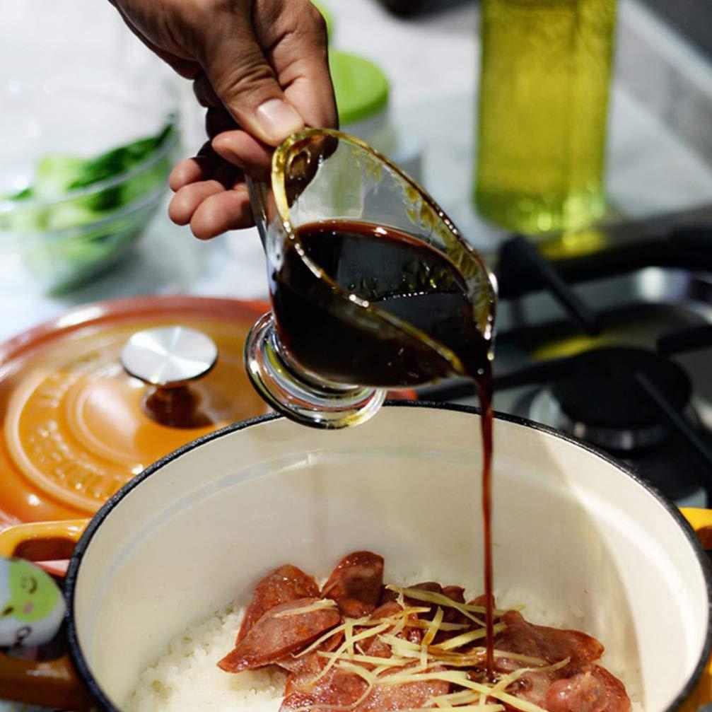 UUNVTOSU UUNVTOSU Coffee Creamer 2pcs Glass Gravy Sauce Boat with Handle 220ml Clear Crystal Seasoning Cup Honey Jam Jar Salad Dressing Server Pourer Condiment Dispenser Serving Utensils Coffee Syrup Jars