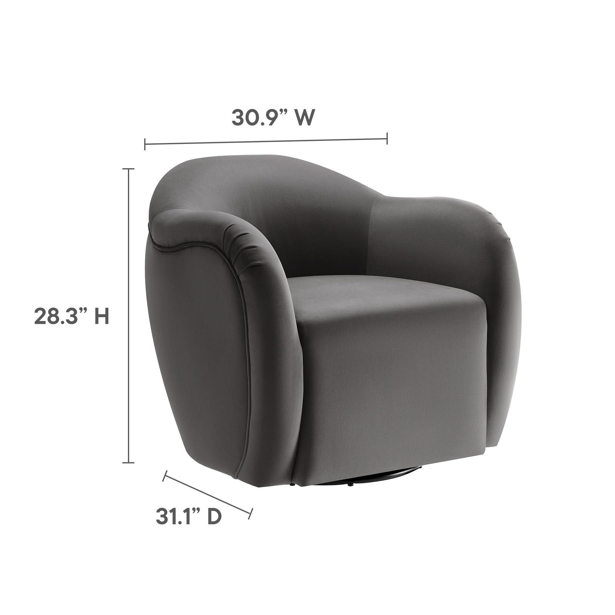 Modway Modway Compose Performance Velvet Swivel Armchair in Storm Gray - Barrel Accent Chair - Comfy Round Single Sofa Chair with 360 Rotation - Modern Upholstered Club Chair for Living Room, Bedroom
