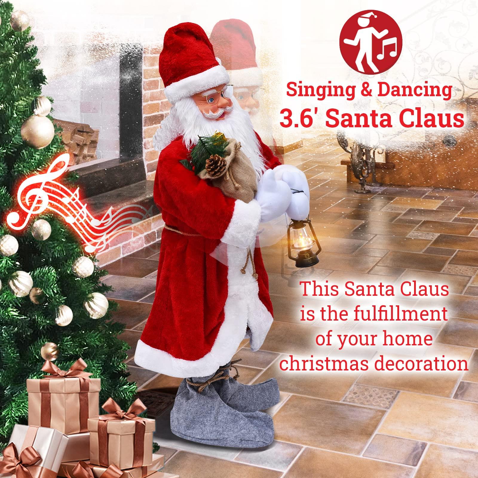 YardGrow YardGrow 3.6FT Christmas Animated Singing & Dancing Santa Life Size Santa Claus Xmas Decoration