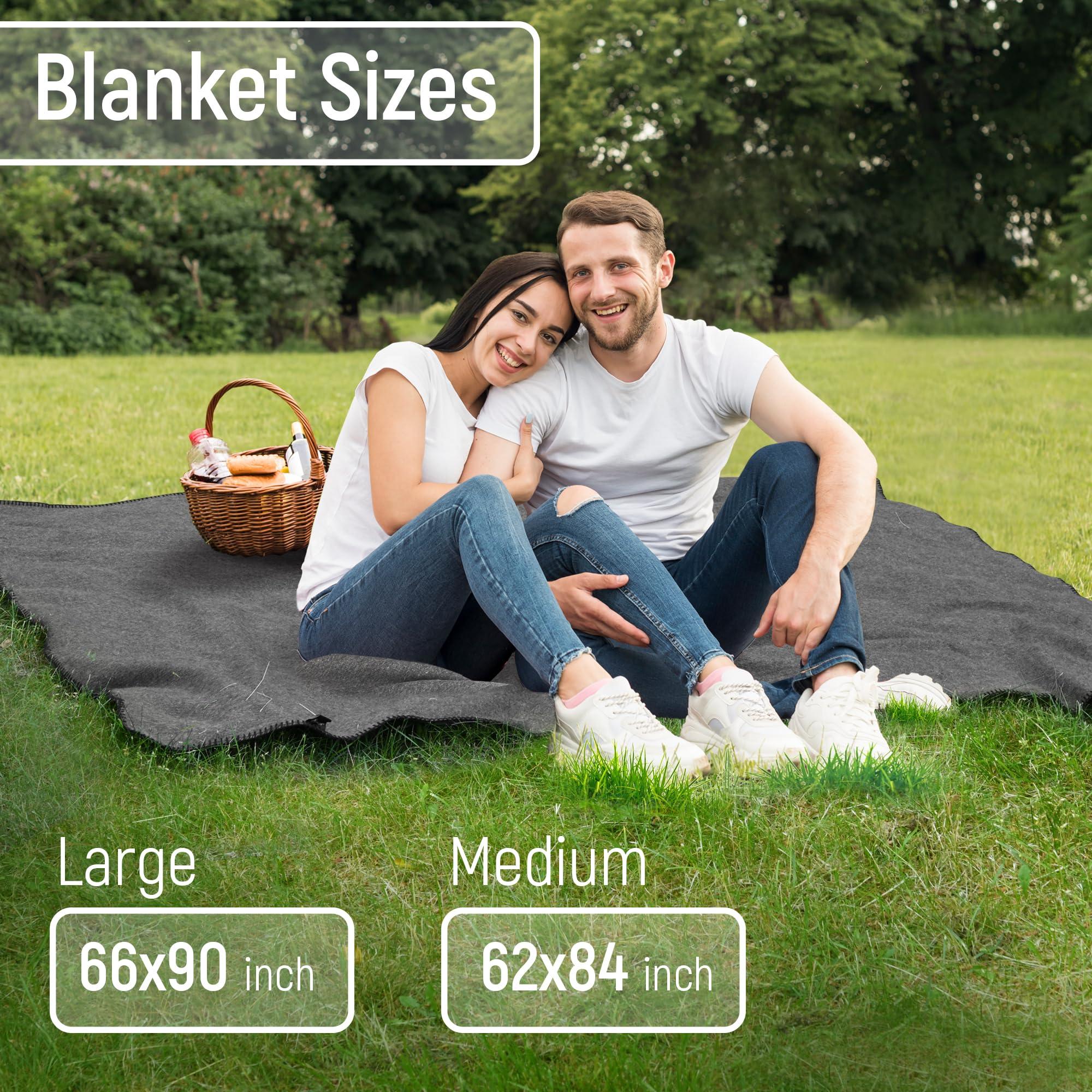 Jmr Usa Inc. JMR Wool Camping Blanket - Warm Heavy Car Blanket & Camp Quilt - Survival Emergency Blanket for Sleeping Outdoors - Multi-Use Wool Blanket for Camping, Car & Home - 70% Wool, Grey, 62X84,