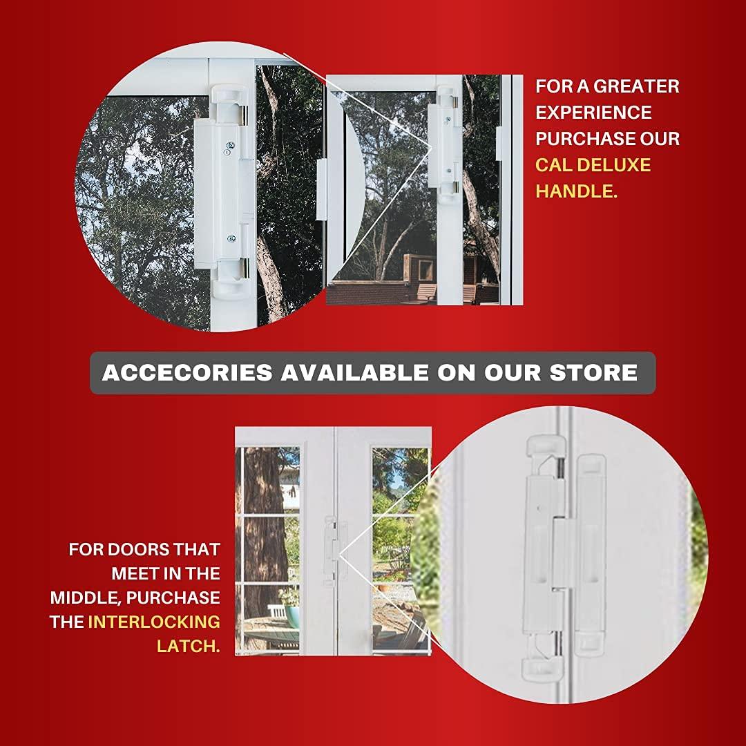 CAL Lock CAL Double Bolt Lock - Sliding Patio Door Locks - Child Proof Sliding Door Lock with Anti Lift Security Lock - Replaces Sliding Door Security Bar - Adjustable & Fits Most Doors (White)