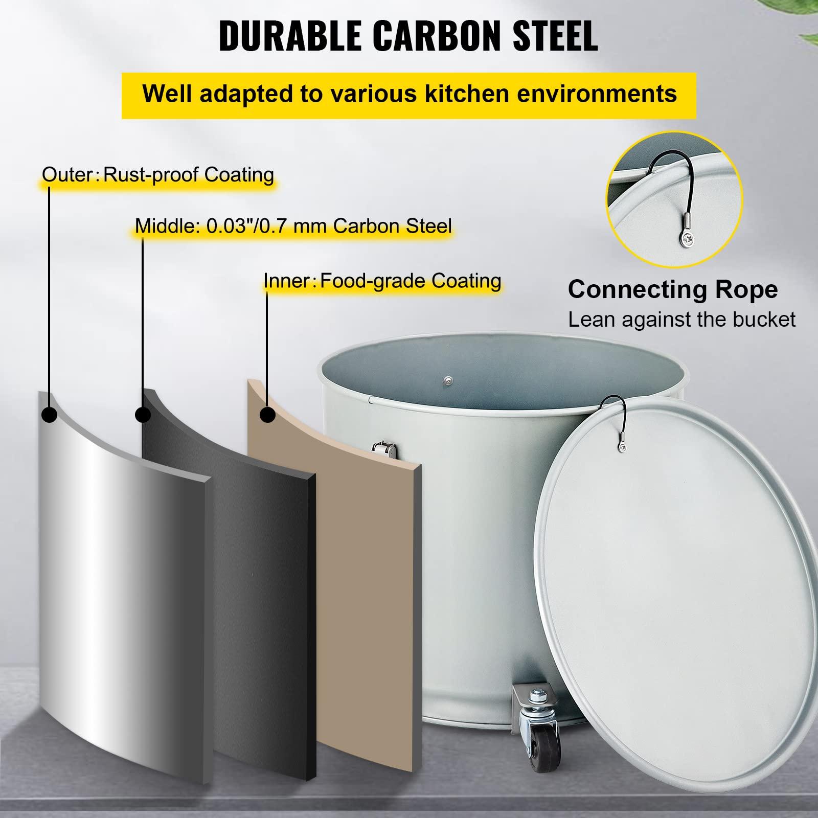 VEVOR VEVOR Fryer Grease Bucket 15.9 Gal, Coated Carbon Steel Oil Filter Pot 60L with Caster Base, Oil Disposal Caddy with 123 LBS Capacity, Transport Container with Lid Lock Clip Nylon Filter Bag