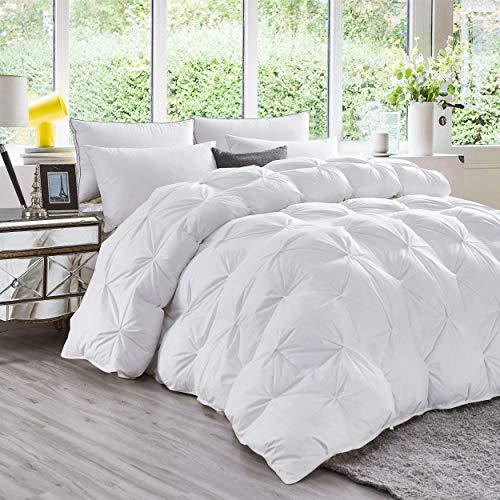 Egyptian Cotton Factory Outlet Store Goose Down Comforter 1500 Thread Count, 100% Egyptian Cotton, Siberian Goose Down, 50oz, King / California King Size, White, Baffle Box Construction