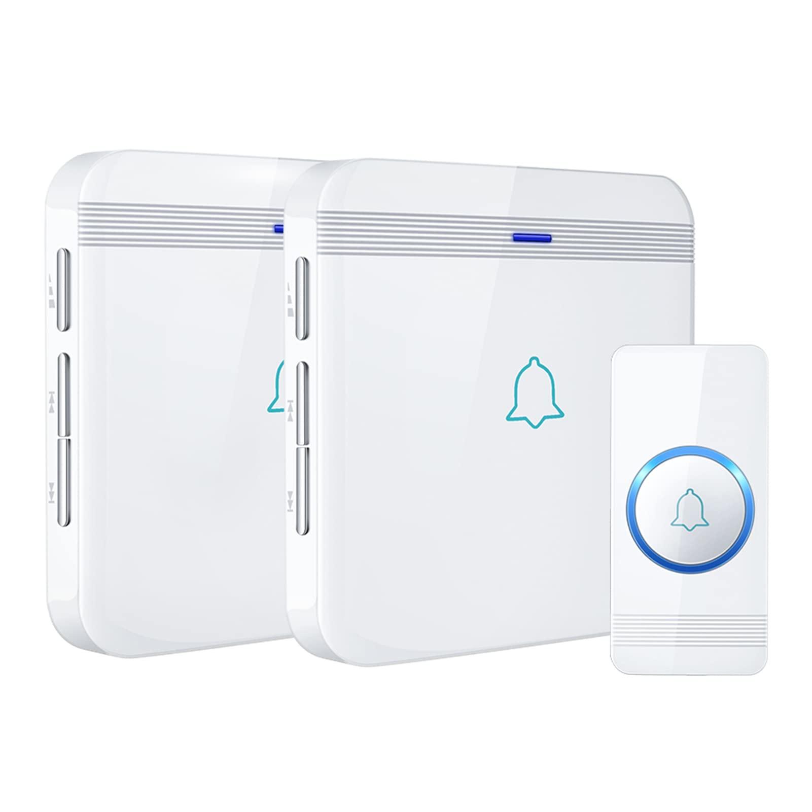 AVANTEK AVANTEK Wireless Doorbell, D-3W Waterproof Door Chime Kit Operating at over 1300 Feet with 2 Plug-In Receivers, 52 Melodies, CD Quality Sound and LED Flash