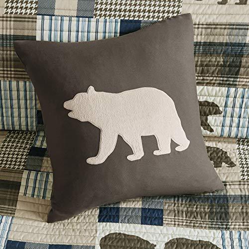 Woolrich Woolrich Reversible Quilt Cabin Lifestyle Design - All Season, Breathable Coverlet Bedspread Bedding Set, Matching Shams, Oversized Full/Queen, Twin Falls Bear Brown/Blue 4 Piece