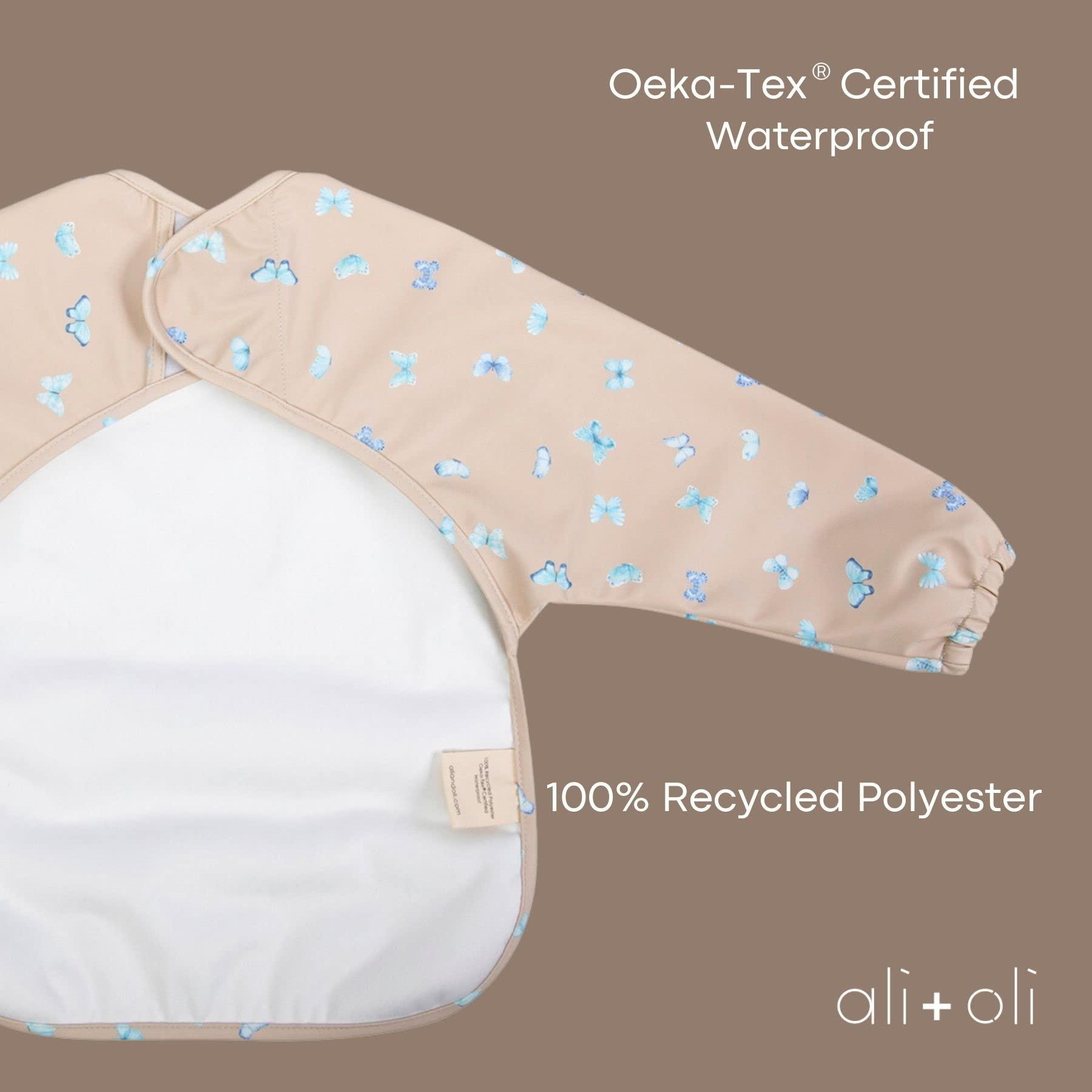 Ali+Oli Ali+Oli Bento Box (Rose) and Smock Bib (2-pk) Set (Butterfly, Blush) Back to School Bundle