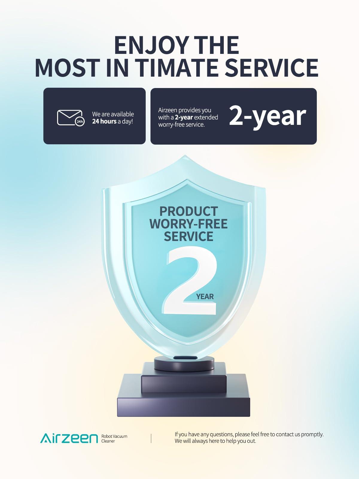 Airzeen Airzeen Robot Vacuum Cleaner with 4500Pa Strong Suction, 3 in 1 Robot Vacuum and Mop, Carpet Auto-Boost, Self-Charging, 2.9Slim Design, Remote/App/Alexa Control, Ideal for Pet Hair/Carpet/Hard Floor