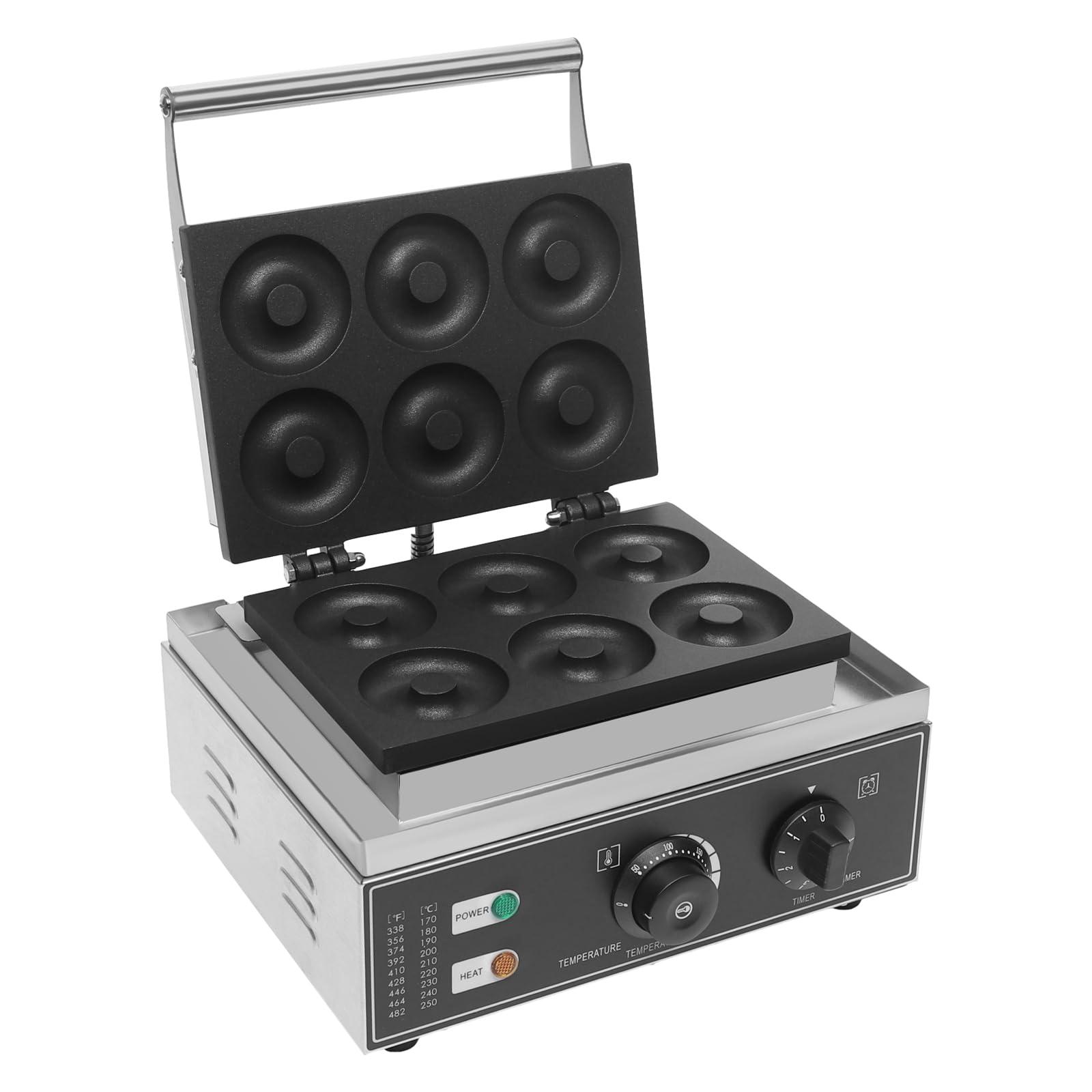 WBGANG 1550W Donut Maker Machine For Home Commercial Waffle Maker,Mini Donut Maker Machine Commercial 6 Holes Electric Doughnut Maker Waffle, Donut Bake Machinenon-Stick Time&Temp Control Double-Side Hea