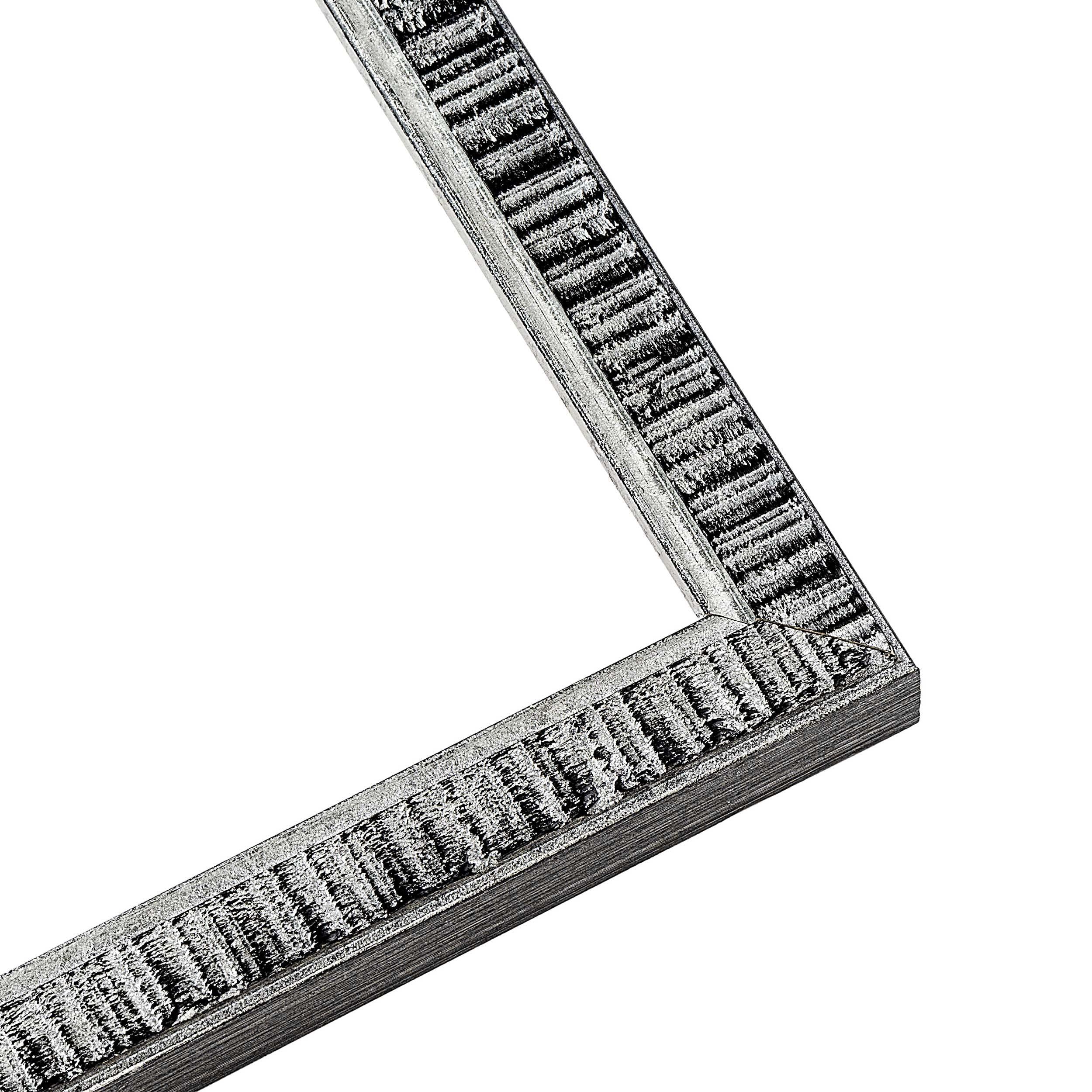 CustomPictureFrames.com 27x9 Frame Silver Grey Distressed Solid Wood Picture Frame | 0.75 Inch Moulding Width | Interior Depth 0.5 Inches | Kingsley Silver Rustic Frame with UV Acrylic, Foam Board Backing & Hanging Hardware