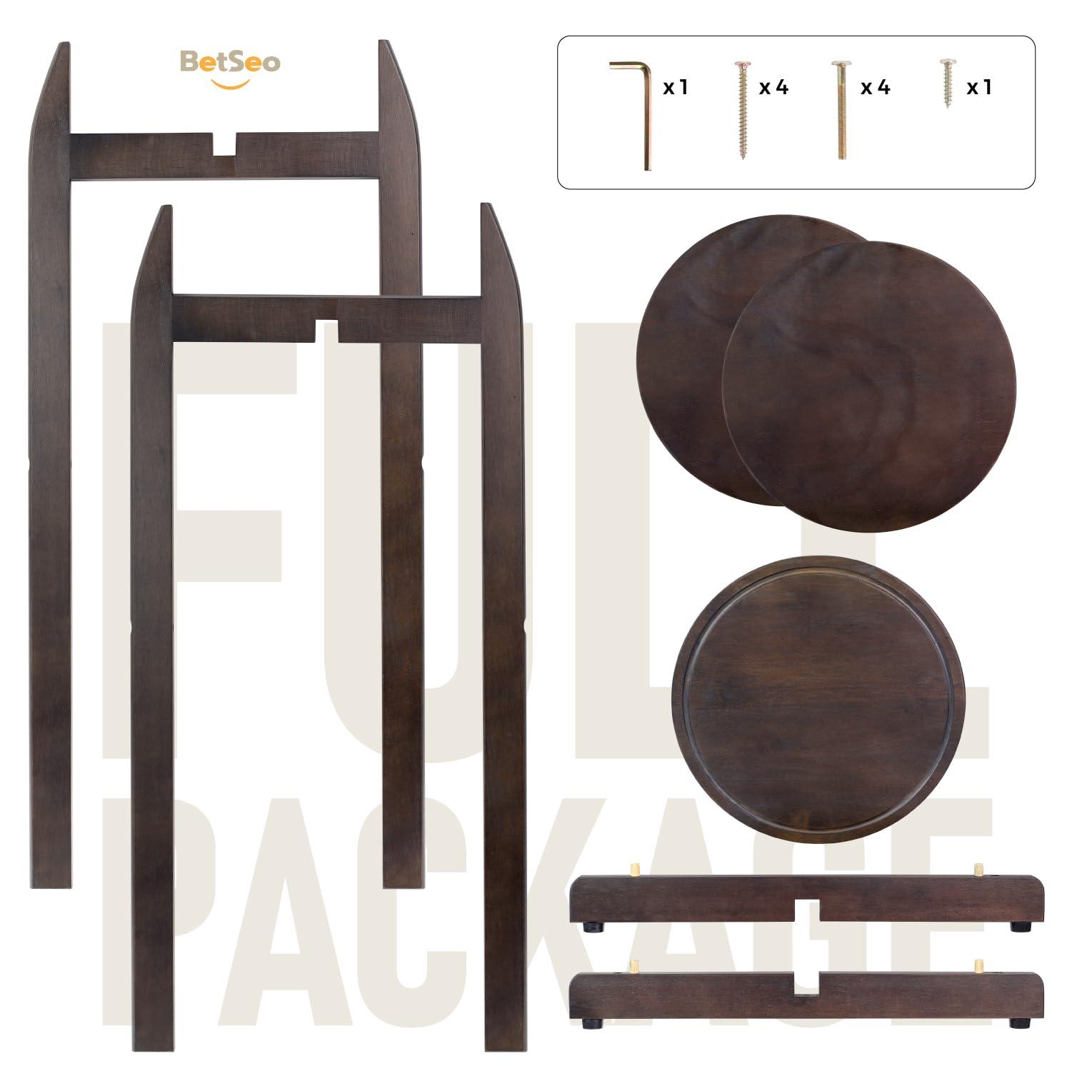 LASIDO Natural Solid Wood Water Dispenser Stand (32.8"Hight-11.2"Wide) Ceramic Water Dispenser Floor Stand, 5 Gallon Water Jug Stand with 3 Round Shelfs Included for 1-5 Gallon Water Bottles/Crocks/Water Jug