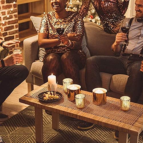 Volens Volens Gold Votive Candle Holders Bulk, Mercury Glass Tealight Candle Holder Set of 12 for Wedding Decor and Home Decor