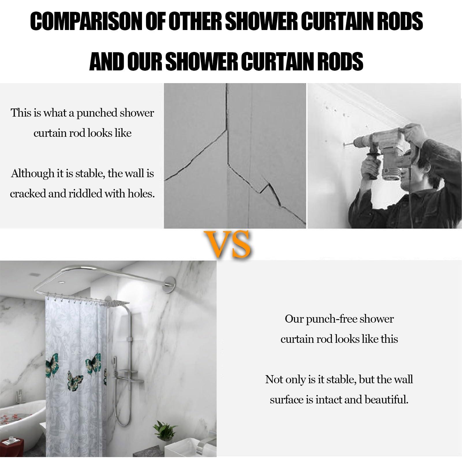 Meiiron U Shaped Shower Curtain Rod, Bathroom Corner Shower Curtain Rod Rack, Stainless Steel Home Shower Curtain Rod, Size Adjustable 60~90cm/70~110cm, Shower Curtain Not Included (Size : 100x100x100cm)