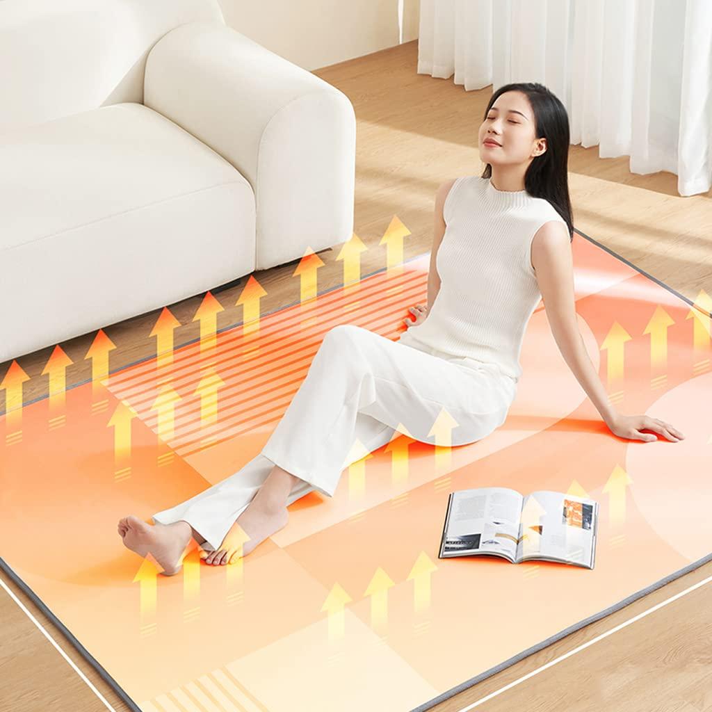 OLOTU OLOTU Under Rug Heating Mat Remote Control Heated Floor Mat Carbon Crystal Floor Heating Mat with Timer, 4 Levels Electric Floor Rug for Home