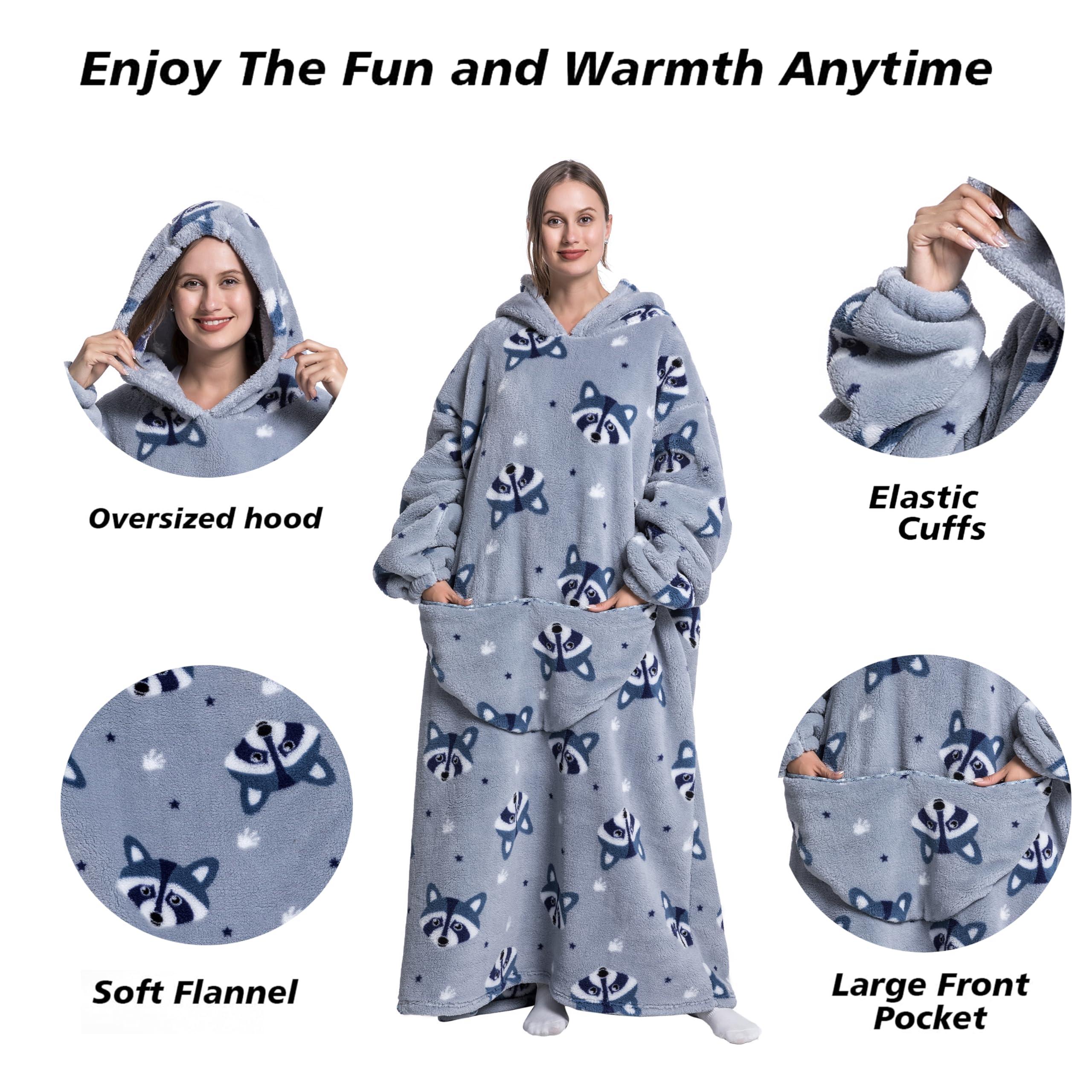 Fuhomejia Capecage Oversized Blanket Hoodie Extra Long Womens Blanket Hoodie Long Big Blanket Hoodie Wearable Blanket Hoodie Puppy (Fox)