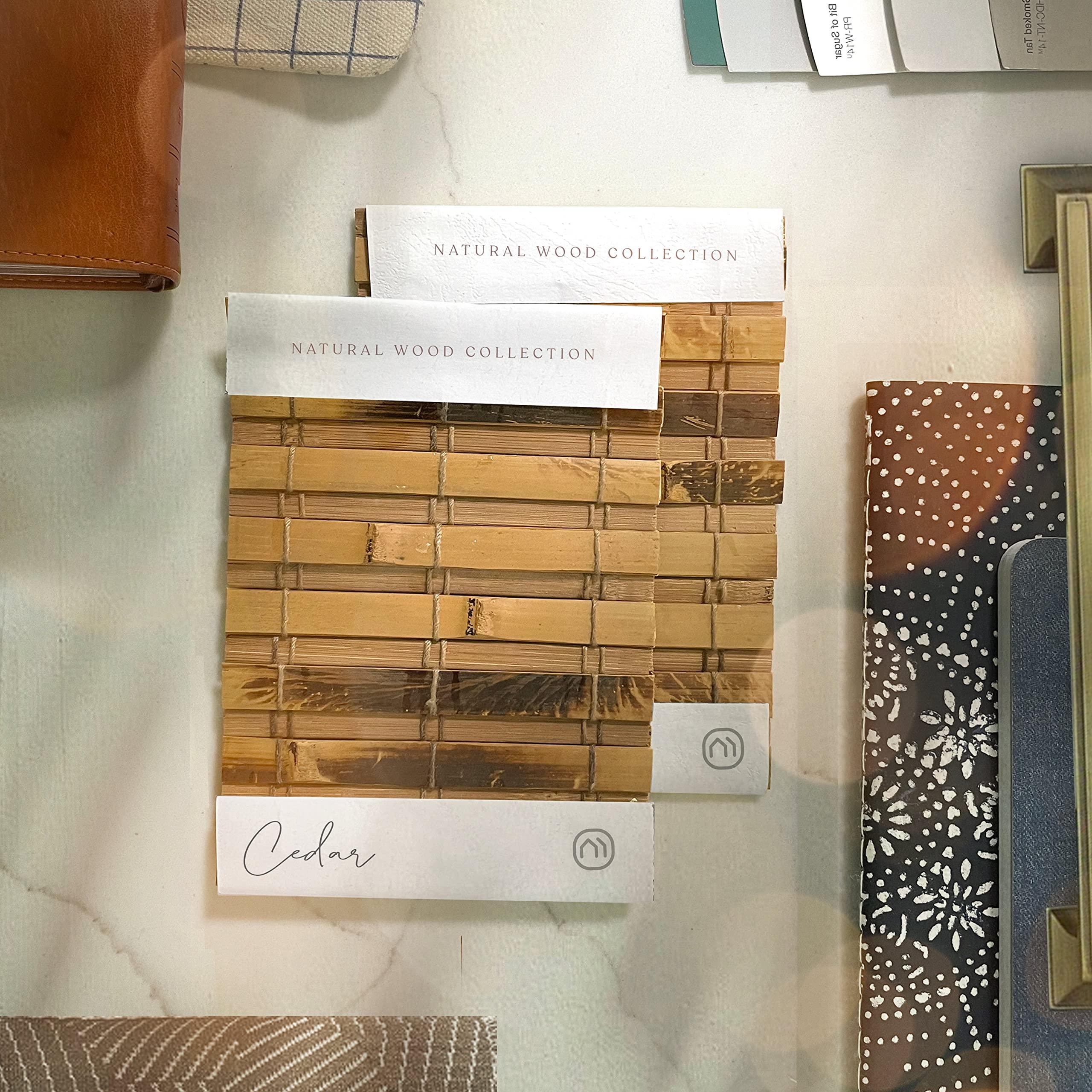 Mood MOOD Custom Bamboo Shades | Natural | Cordless Bamboo Roman Shades for Windows and Doors (Natural Woven) | Natural Cedar (Great Privacy) | 61" W X 72" H