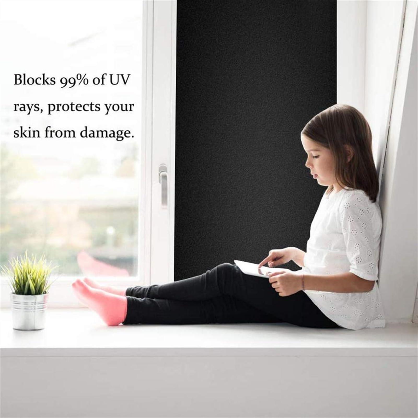 CLoxks Window Films Removable 100% Light Blocking Static Total Blackout Window Film Privacy Room Darkening Window Tint Black Window Sticker Window Privacy (Color : 60x100cm)