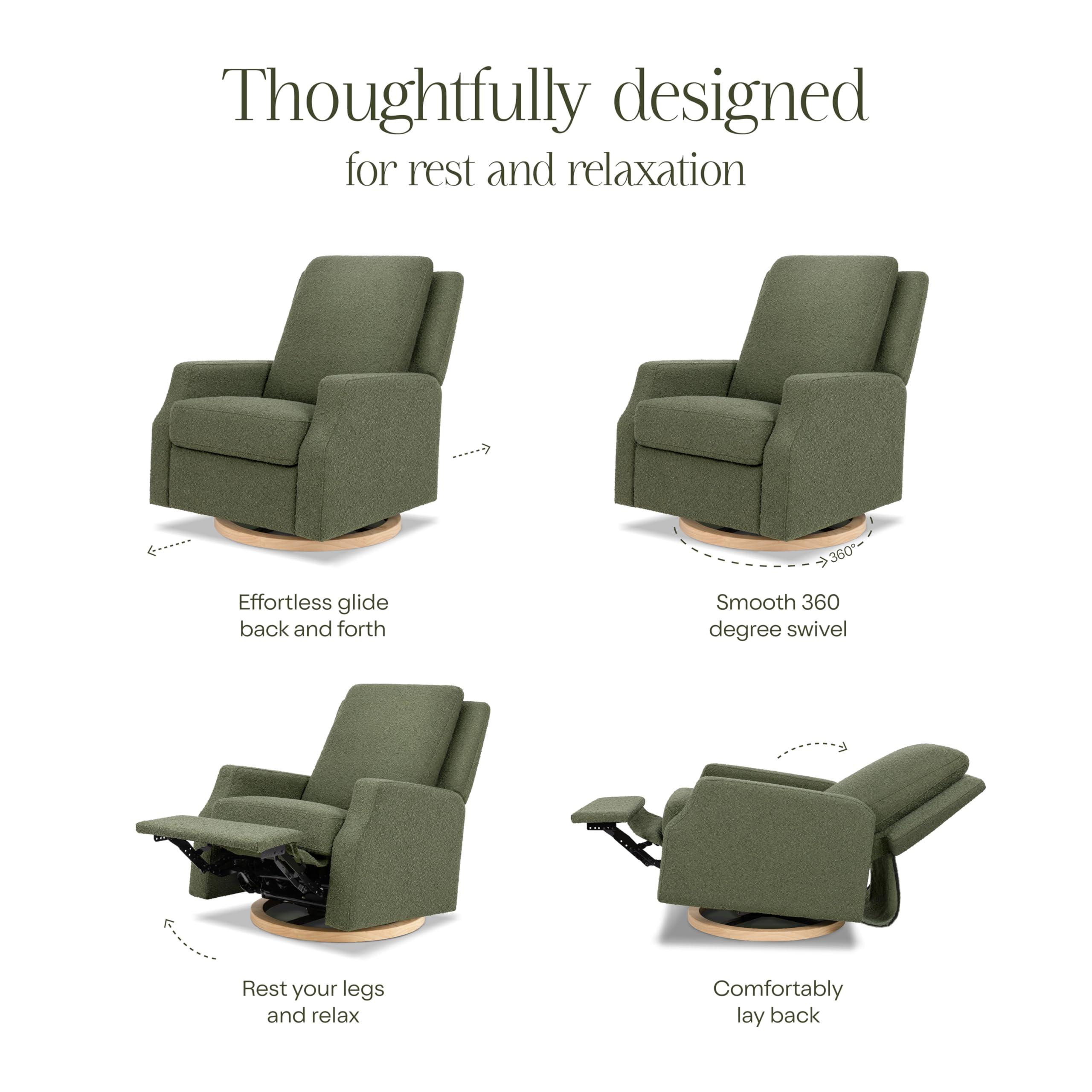 NAMESAKE Namesake Crewe Glider Recliner Nursery Chair - GREENGUARD Gold & Certi-PUR US Certified, Ultra Cozy 360 Swivel Rocker Recliner, Versatile Glider Rocking Chair for Nursery & Living Room - Olive Boucle