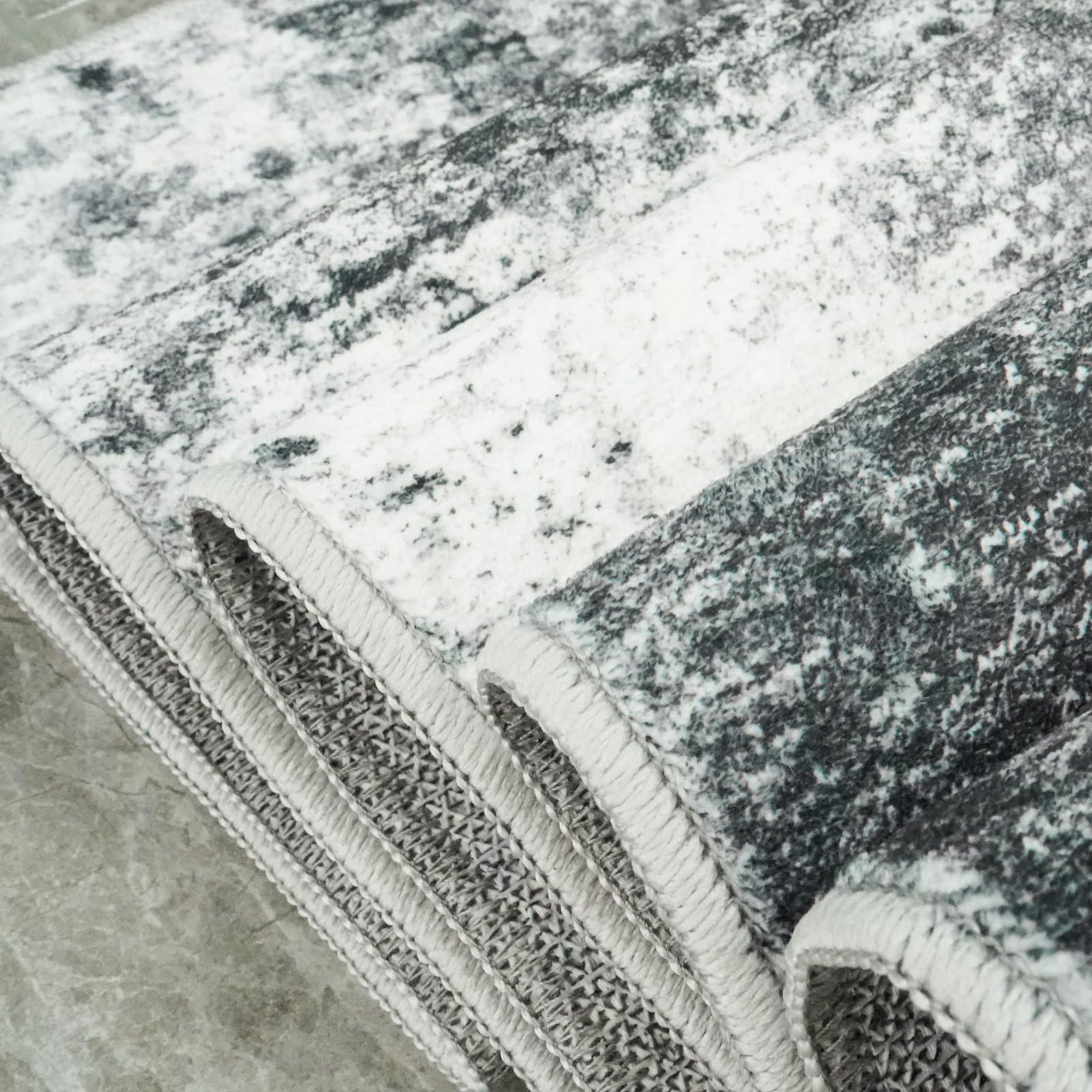 RUUGME RUUGME 9X12 Abstract Area Rug:Large Washable Living Room Rug Indoor Non Slip Low Pile Carpet for Bedroom Soft Foldable Stain Resistant Distressed Thin Rug for Dining Room Kitchen 9X12 Black A