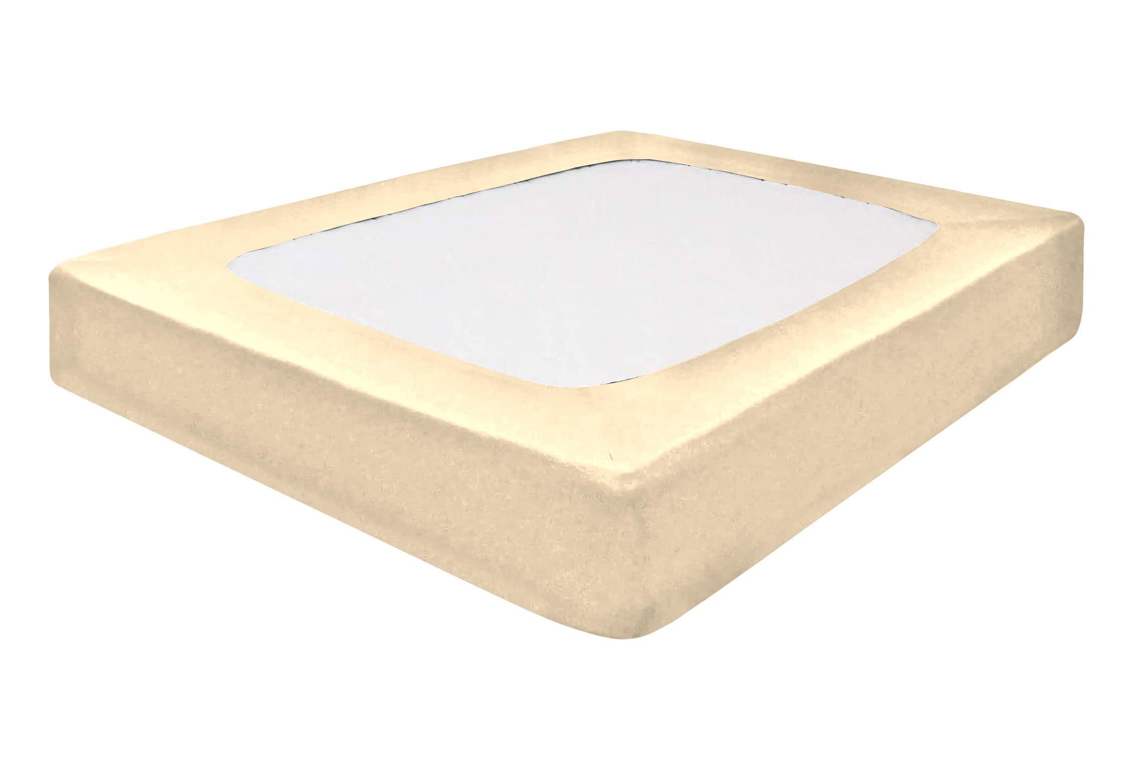 Yarns of Cotton Box Spring Cover Olympic Queen Size, Elastic Fabric Wrap Around 4 Sides Bed Skirt, Ultra Soft & Wrinkle Free, Sleek Alternative Replacing Bedskirts for Hotel/Home, Fits Box Springs up to 6\", Ivory