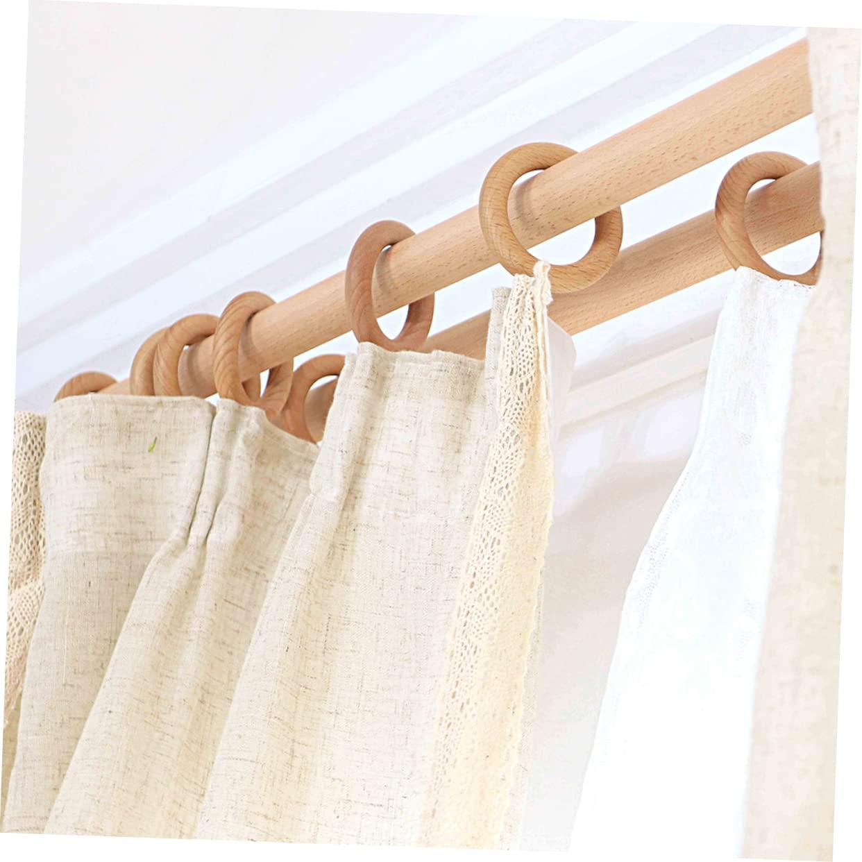 Garneck Garneck 4 Pcs Solid Wood Wooden Curtain Buckle Glide Shower Hooks Wooden Curtain Hooks Curtain Pole Rings Curtain Hardware Bathroom Curtain Rings Roman Beech Hook Ring Hanging Ring
