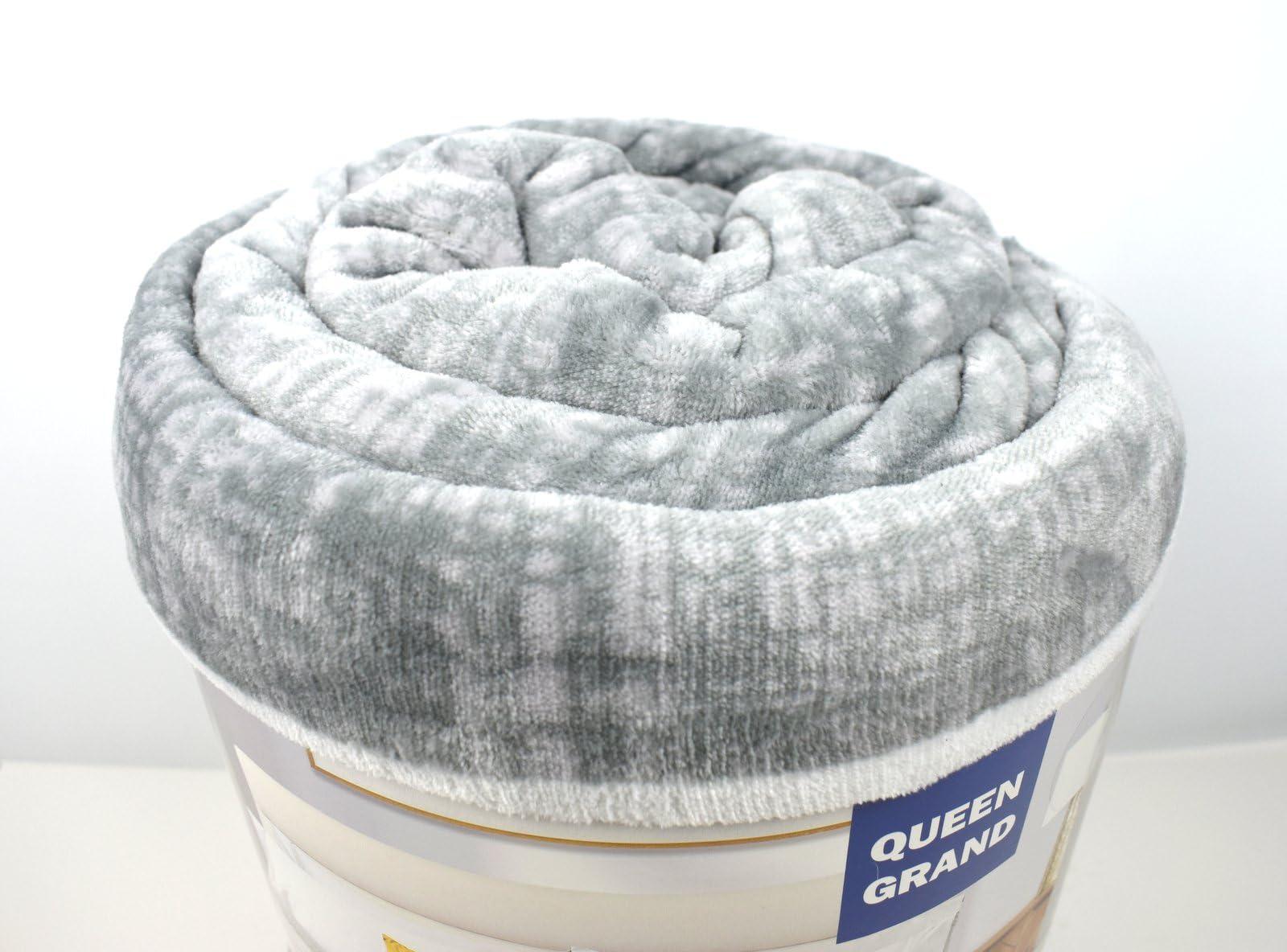 Life Comfort Life Comfort Reversible Sherpa Plush Blanket Size Queen, Light Grey