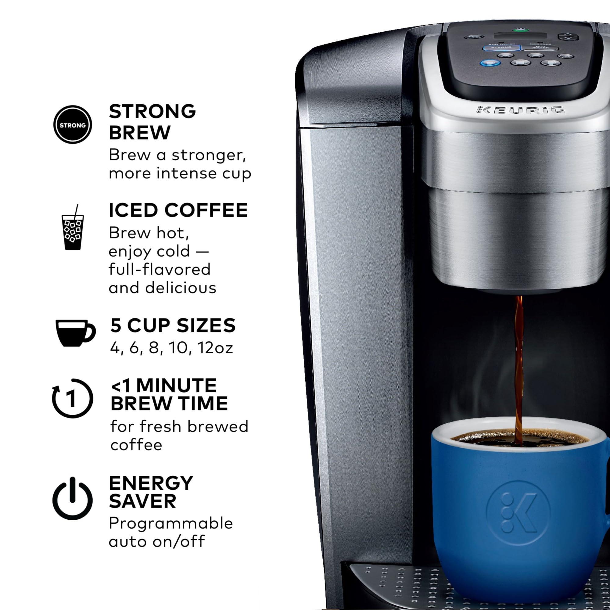 Keurig Keurig K-Elite Single Serve K-Cup Pod Coffee Maker, with Strength and Temperature Control, Iced Coffee Capability, 8 to 12oz Brew Size, Programmable, Brushed Silver