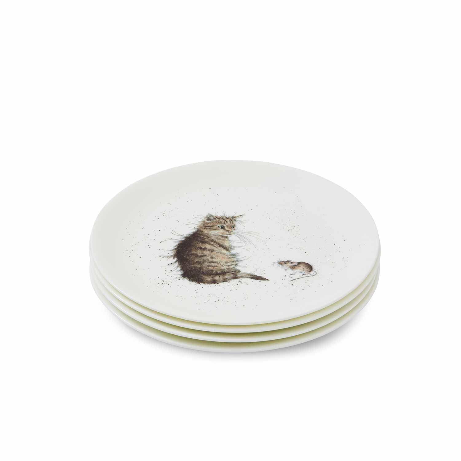 Portmeirion Portmeirion Royal Worcester Wrendale Designs Coupe Plate | 8 Inch | Cat and A Mouse Motif | Small Plate for Salad, Appetizers, or Dessert | Made of Fine Bone China | Dishwasher Safe