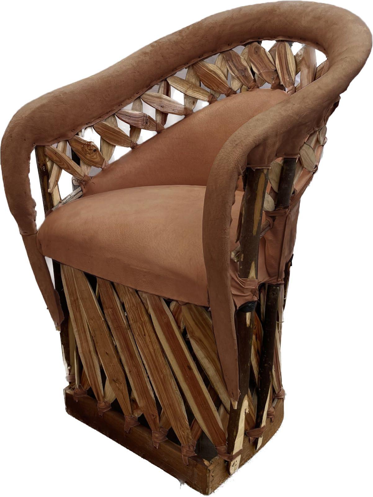 Generic Furniture Equipal Rustico Charro Style Chair with Crosses Wood, made in Mexico by Equipales San Jose ideal for Home, Bar, Restaurant, Office, Hotel, Garden, Living room, Cafeteria (Orange)