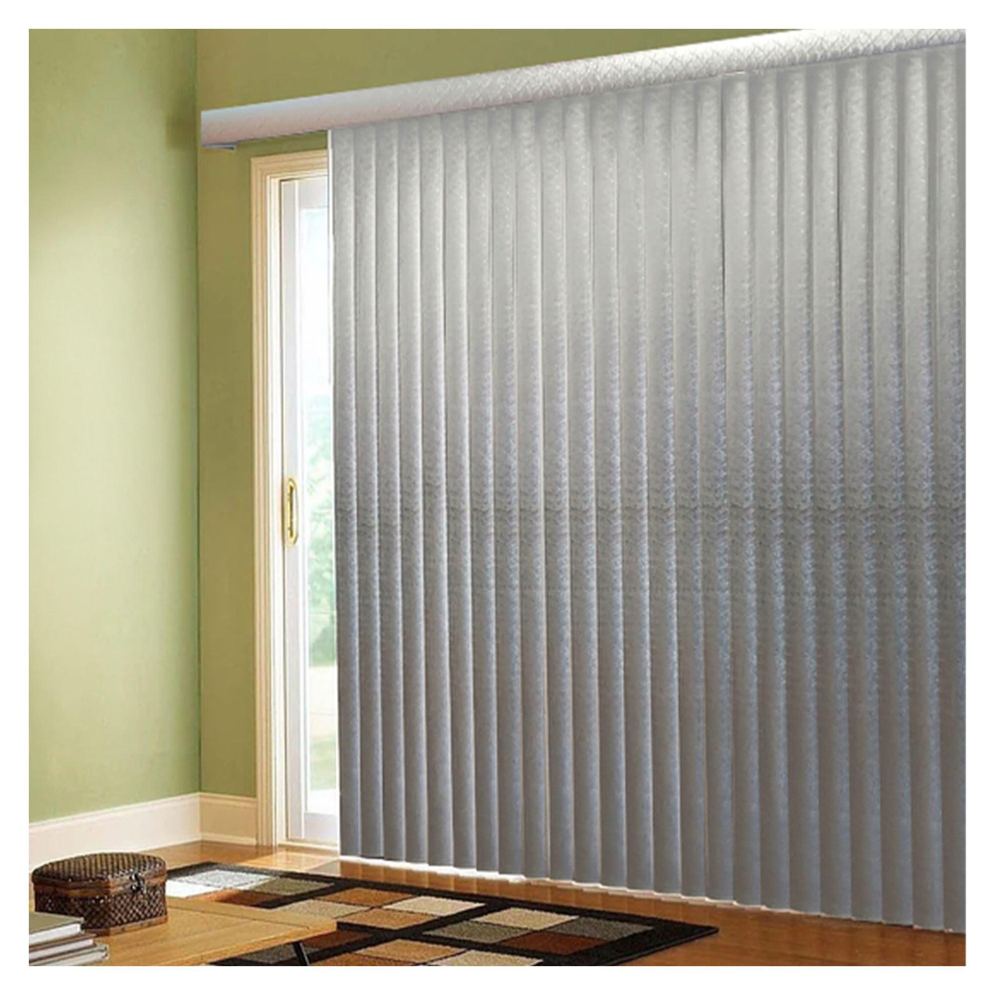 BlindDen BlindDen - Vinyl Vertical Window Blinds for Home - Vertical Blinds for Sliding Glass Doors - Infinity Silver, 82" Wide x 84" Long