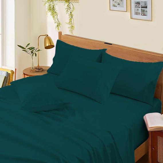 RECCI RECCI 4 Piece Sheet Set 100% Egyptian Cotton 1000 Thread Count Extra Super Soft Sateen Weave Bed Sheets 16\" Inch Deep Pocket, California King Size - Teal Solid