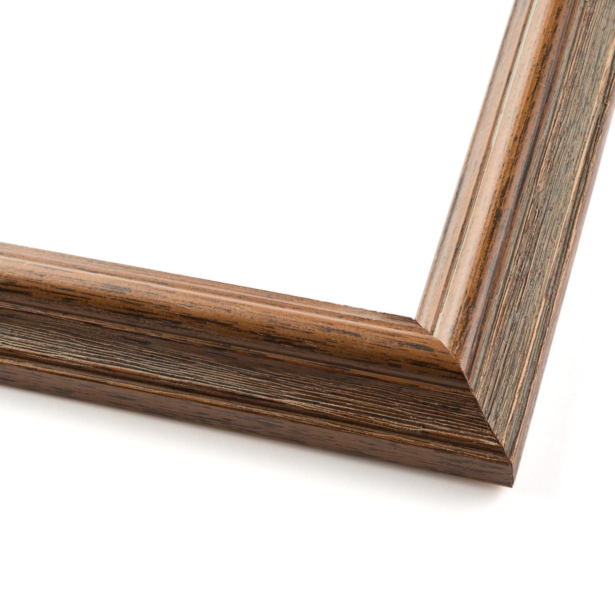 CustomPictureFrames.com 20x10 Frame Brown 60\'s Wooden Cabinet Solid Wood Picture Frame | 1 Inch Moulding Width | Complete with UV Acrylic Plexiglass, Foam Board Backing & Hanging Hardware