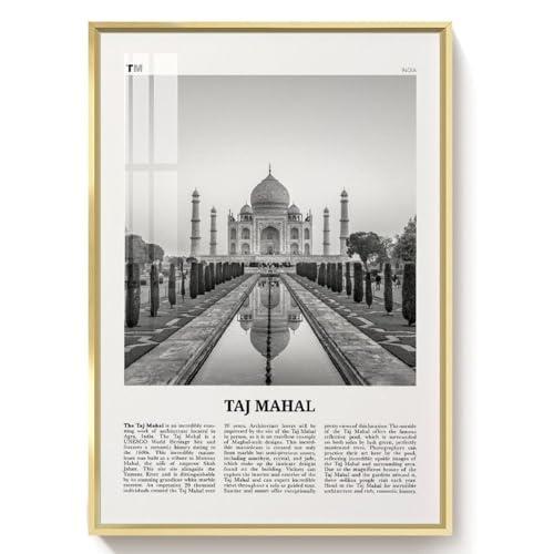YXHYYDP Taj Mahal Print Black And White, Taj Mahal Wall Art, Taj Mahal Poster, Taj Mahal Photo, Taj Mahal Wall Dcor, Taj Mahal Map, India Canvas Art Poster And Wall Art Picture Print Modern Family Bedroom De