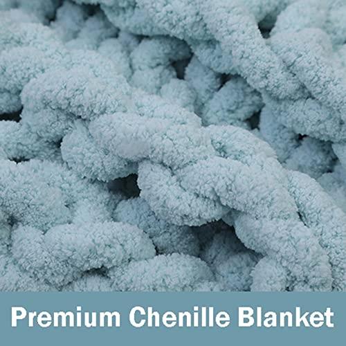 RGRE RGRE 50x60 inch Chunky Knit Blanket Chenille Throw, Handmade Chenille Yarn Cable Knitted Blanket, Knitted Chenille Throw Blanket for Sofa and Couch, Home Decoration Crochet Blankets