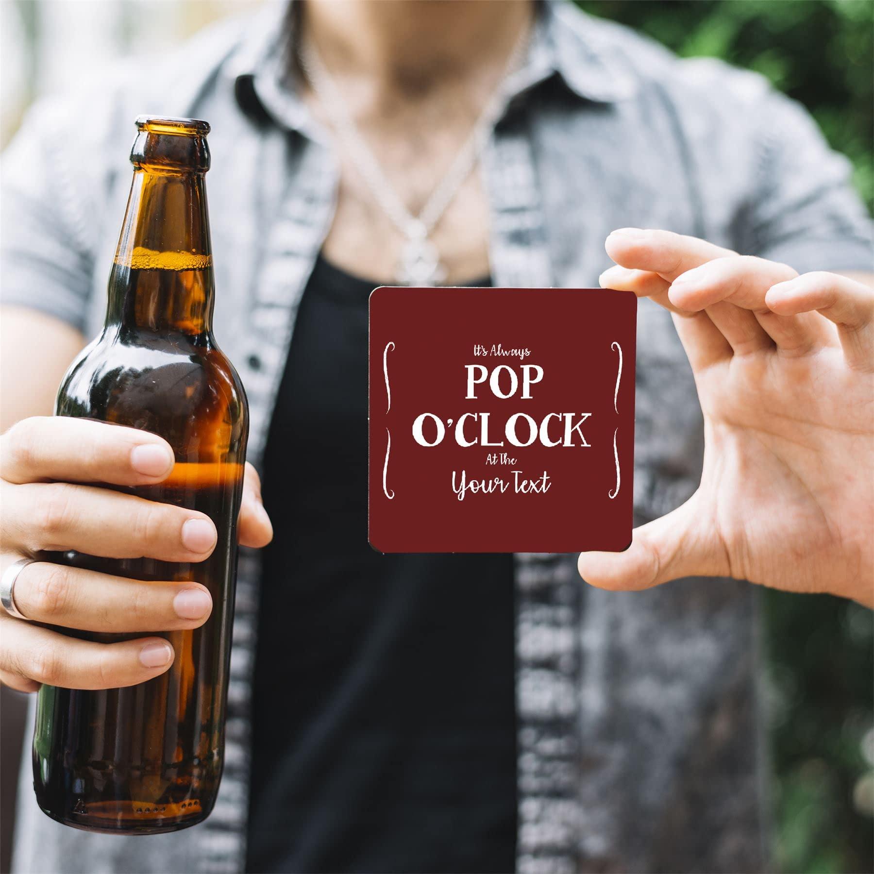 Bang Tidy Clothing Personalised Beer Mats Pack of 24 - Absorbent Recyclable Cardboard Drink Mat Coasters 3.74 x 3.74 x 0.04 inch Square - Accessories for Home Bars Pubs - POP - Ruby - ADD Your Text