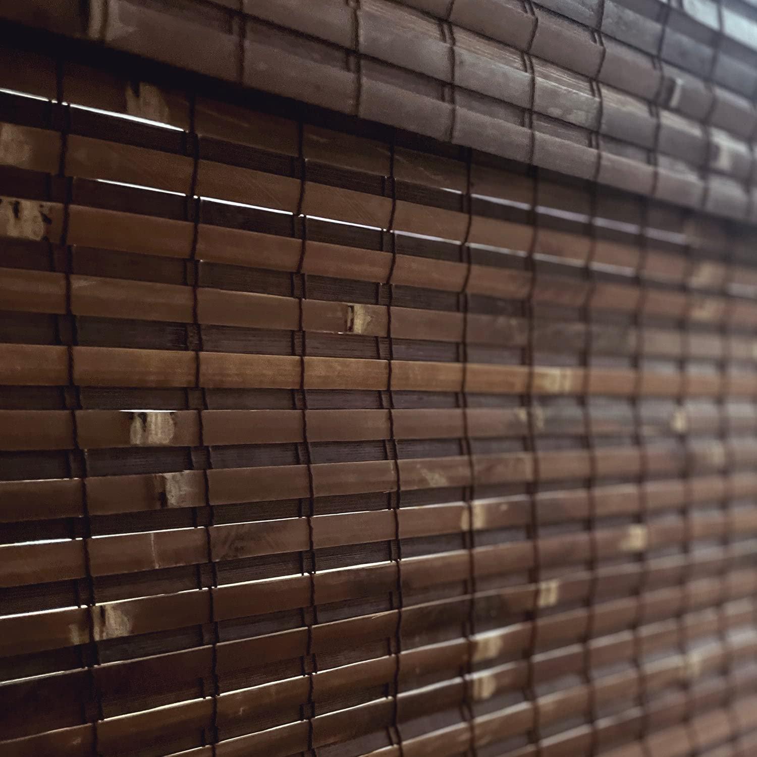 Mood MOOD Custom Bamboo Shades | Natural | Cordless Bamboo Roman Shades for Windows and Doors (Natural Woven) | Natural Forestwood (Great Privacy) | 66" W X 72" H