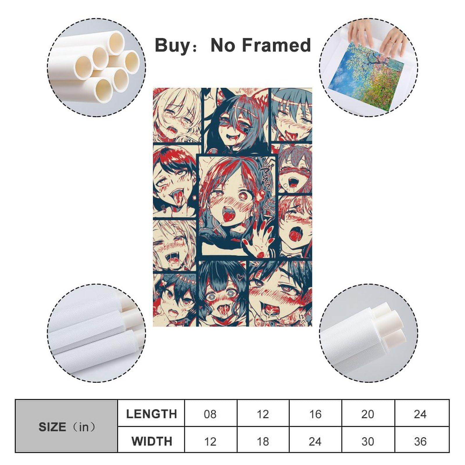 HomeLoft Basics Hentai Anime Girl Ahegao Face Poster Decorative Painting Canvas Wall Posters and Art Picture Print Modern Family Bedroom Decor Posters 12x18inch(30x45cm)