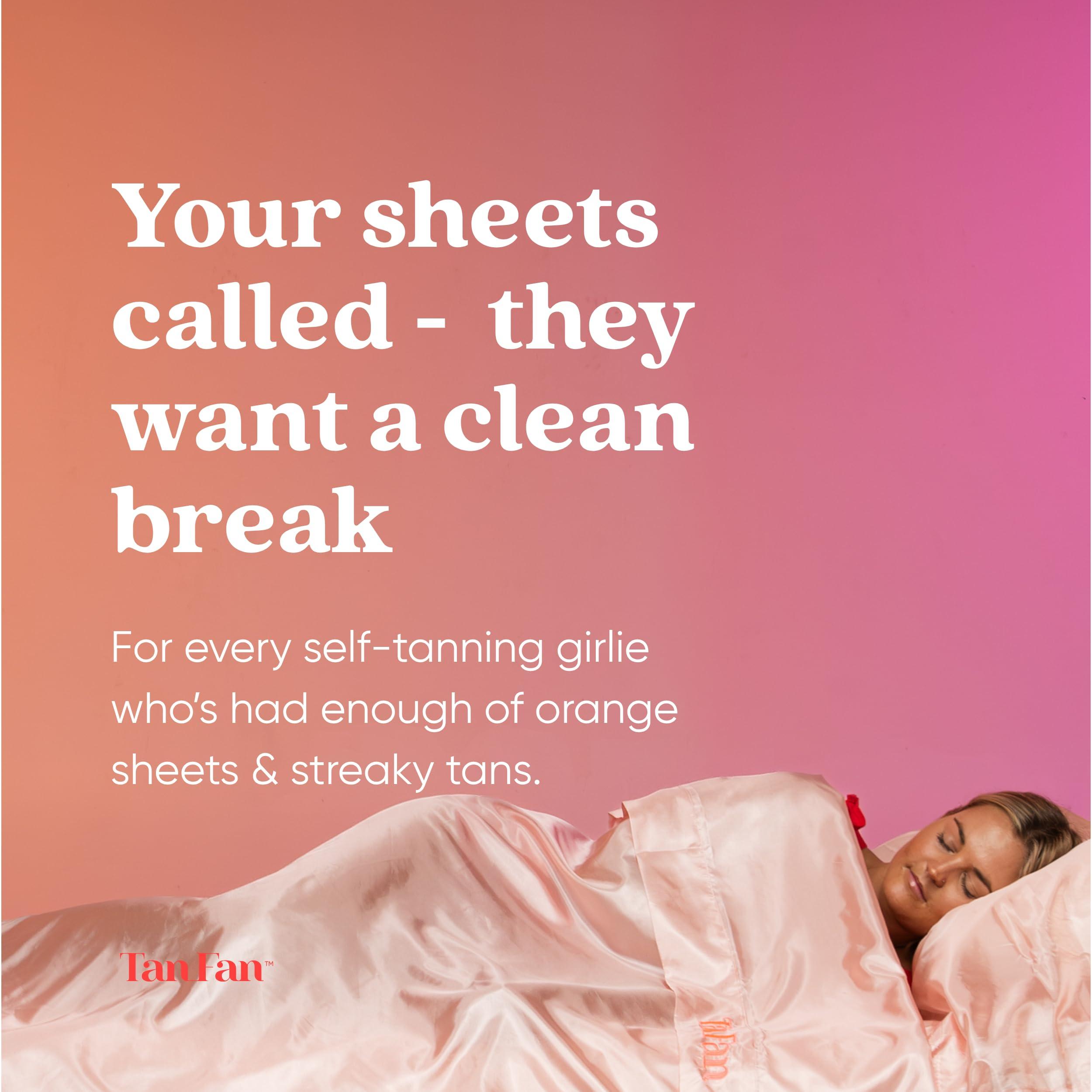 Tan Fan Tan Fan Self Tan Sleep Sac - Keep Sheets Clean from Self Tanner Stains - 100% Cool Silky Lightweight Poly - Wont Transfer Rub or Absorb Tanning Lotion - Roomy Breathable Large w Foot Openings (Pink)