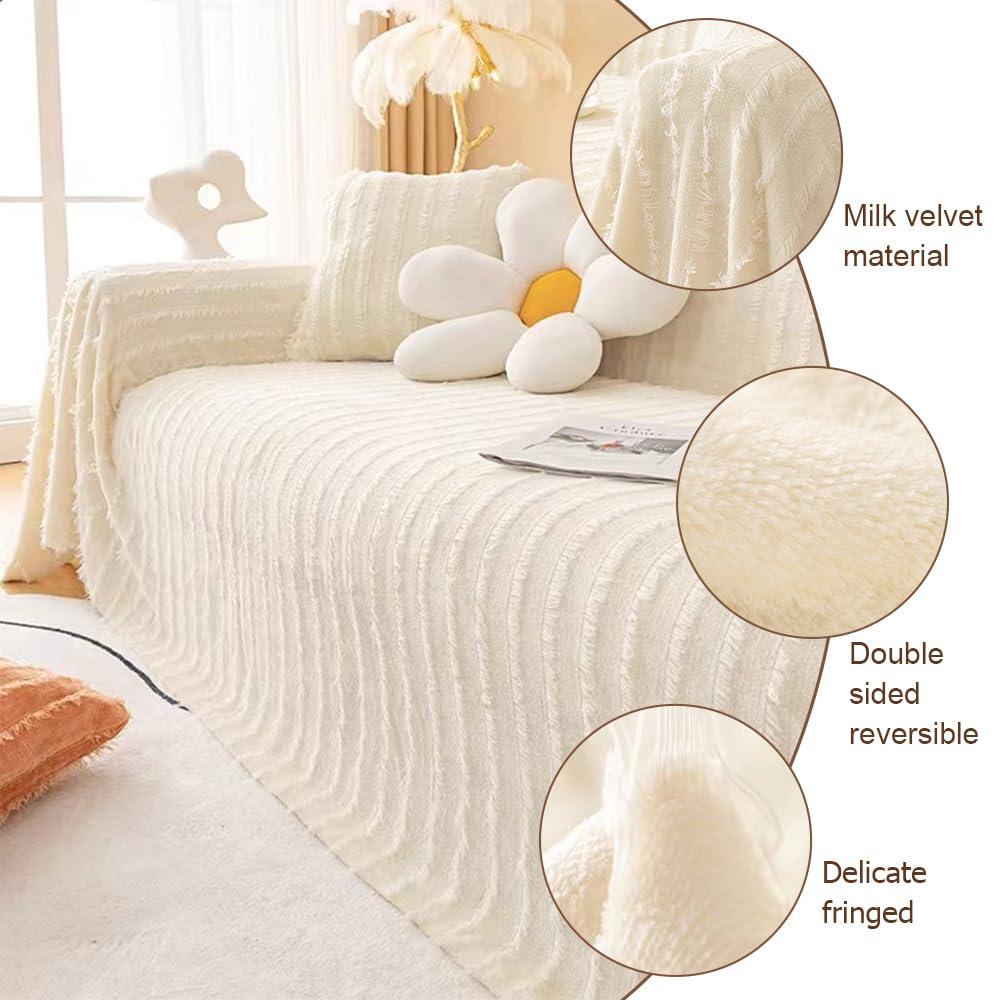 SPOUR Large Soft Tassel Throw for Sofa 1/2/3/4 Seater - Reversible Lightweight Decorative Blanket for Chair, Settees, Couch, Bed - Versatile and Stylish Blanket Throw