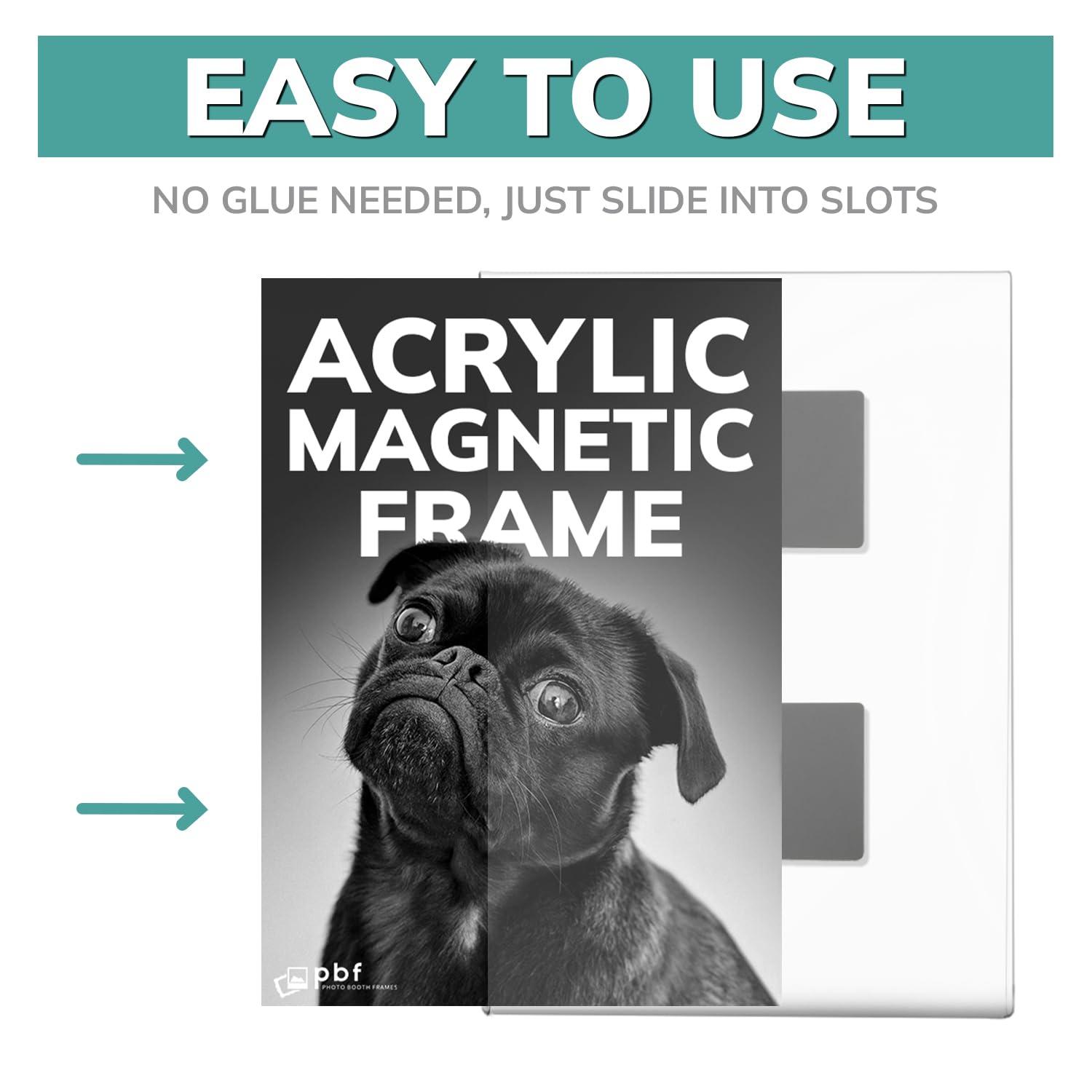 pbf PHOTO BOOTH FRAMES pbf 5x7 Magnetic Picture Frames for Refrigerator | 5 x 7 Clear Magnetic Acrylic Frames | Magnetic Photo Holders for Fridge, Locker, Photo Board, Art Display, Sign Holder (10-Pack)