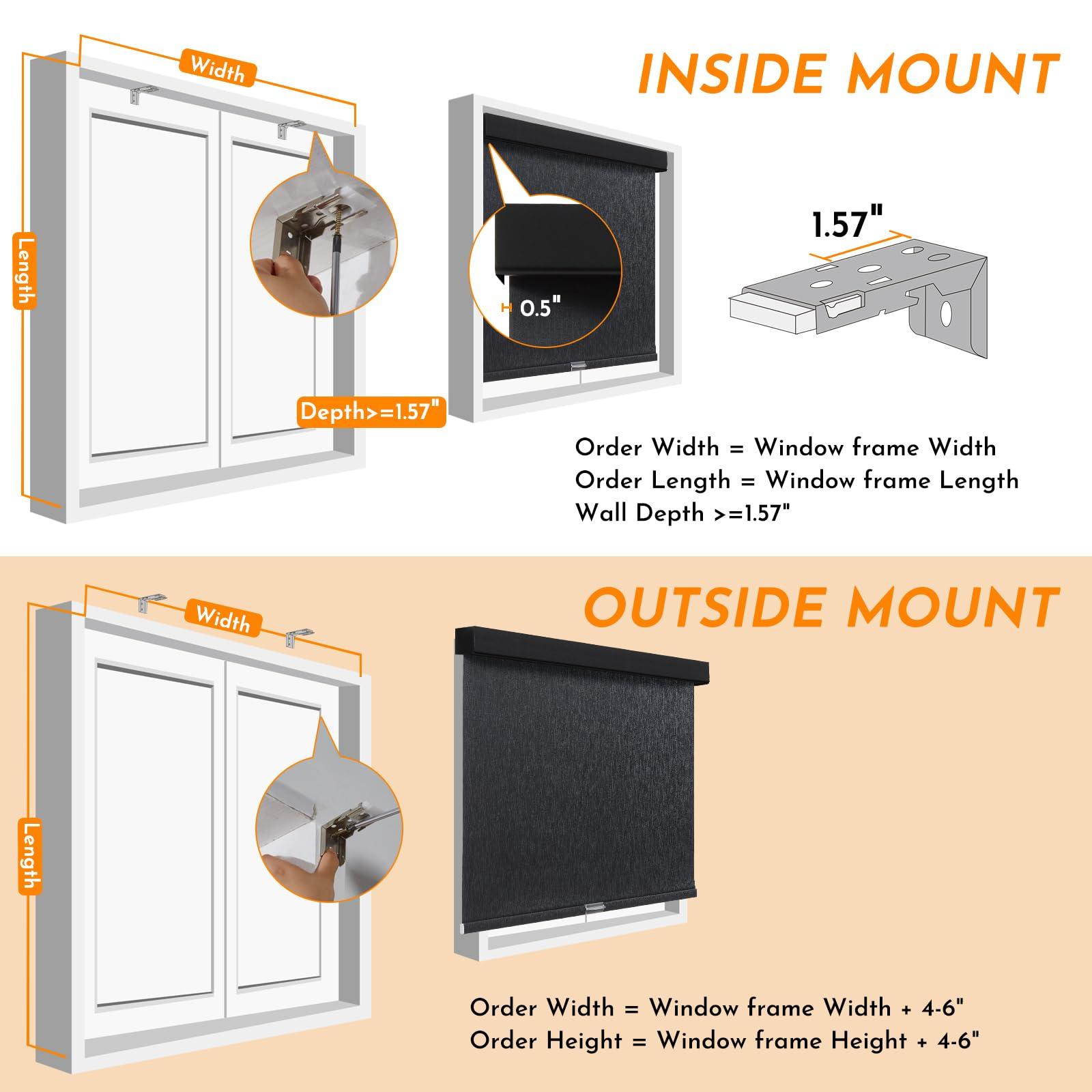 Persilux Persilux Motorized Smart Blind for Windows with Remote Control, Automatic Blackout Roller Shades Child Safety Rechargeable Battery Blinds with Valance for Home & Office, 76" W X 48" H, Blackout-Black